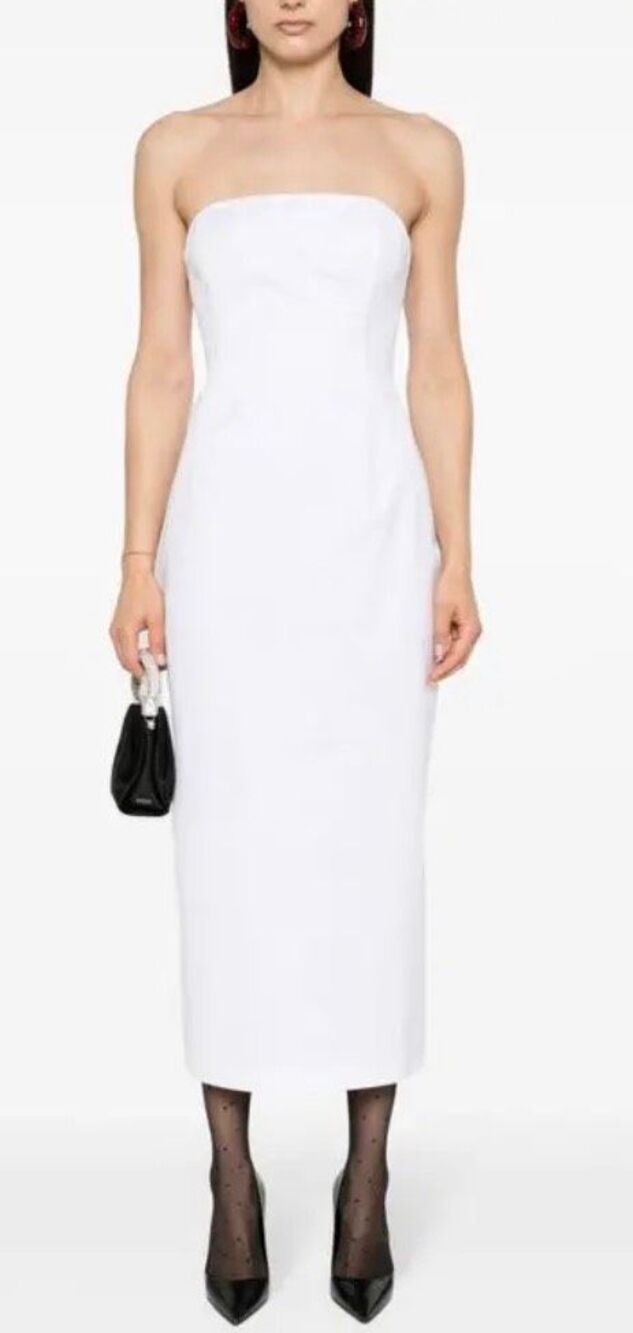 Magda Butrym Cotton Bustier Midi Dress in White NWT Size 34/ US 2 or XS